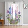 Garden Summer Flowers Sheer Curtains For Living Room Window Transparent Voile Tulle Curtain Bedroom Drapes Home Decor