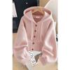 Women's Soft Sweater - Front Buckle Open Windbreaker, Machine Washable Hoodie for Autumn and Winter,  Medium Stretch Hooded Collar