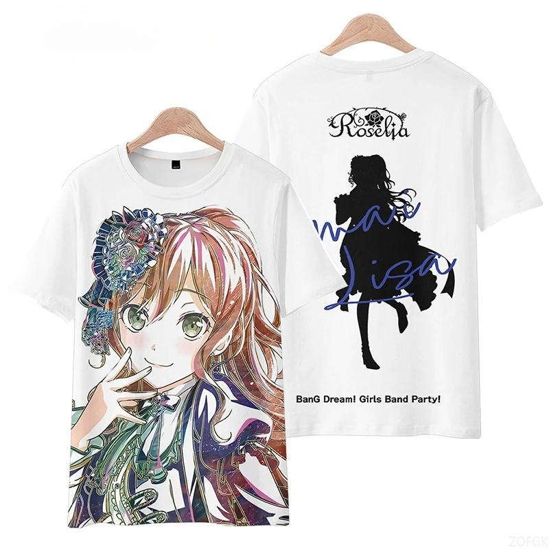 BanG Dream! Men‘s Clothes Print Trendy Brand Round Neck T-shirt Stylish Summer Outdoor Short-sleeved T-shirt