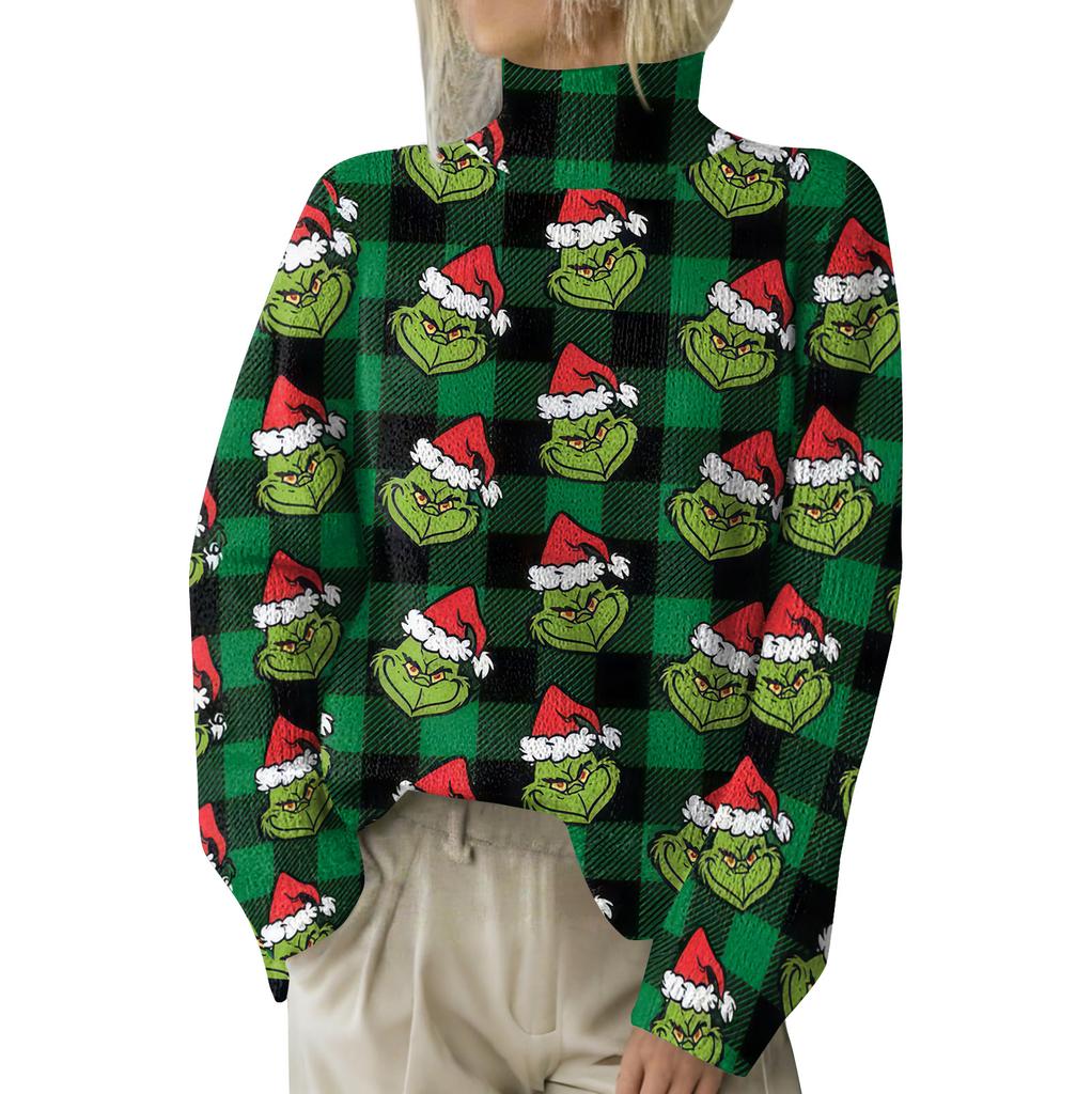 Рождественские толстовки для женщин Вязаный свитер Милая рубашка Осенняя водолазка Пуловер Топы