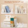 2Pcs Desk Bookend Acrylic Book End 4 Section Book Organizers Stand Magazine Stand Space Saving Shelf Bookend 32x14x13cm