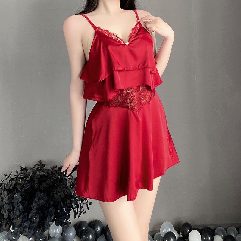 Sexy Chiffon Seduction Sweet Flounced Suspender Sheer Dress Charm Mature Elegant Backless Bowknot Design Sense Fashion Top