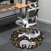 1pc Sloth Floral Office Round Area Rug, Indoor Mat Suitable For Office, Under Office Chairs Bedroom Living Room Home Decor, Room Deco