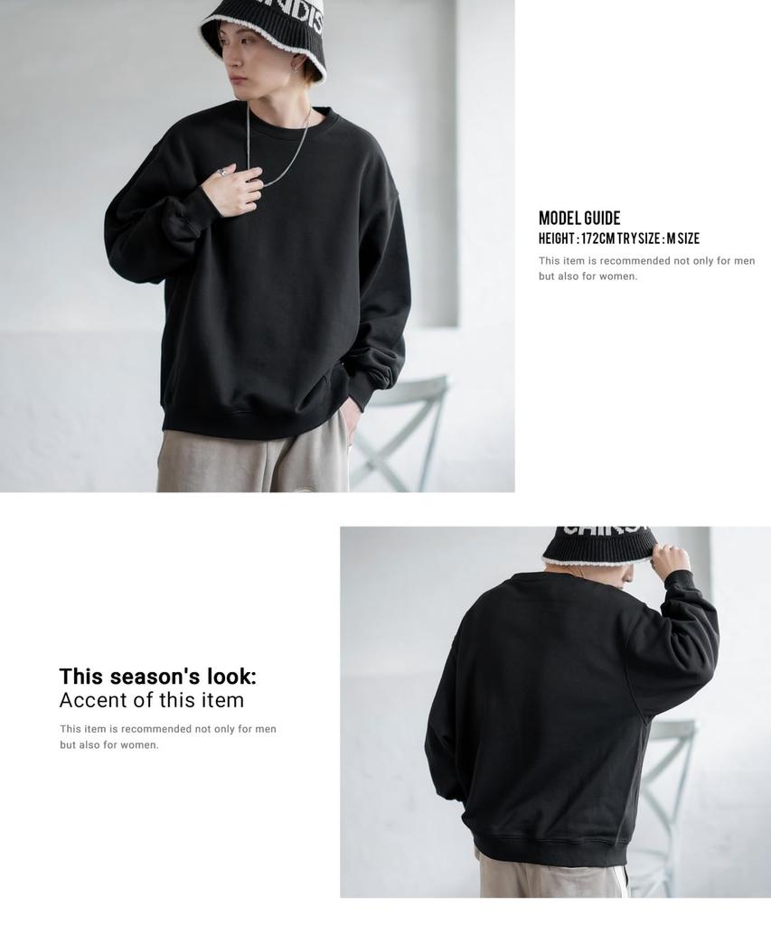 Улучшенный мужской однотонный флисовый свитшот, SIDE23-088, 80007, пепельный