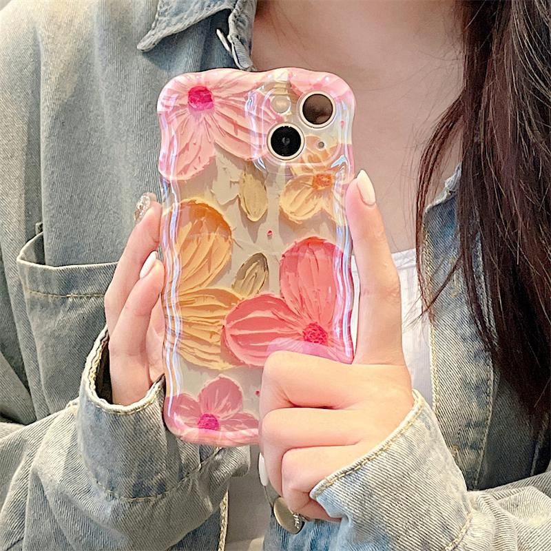 Luxury Laser Flowers Glitter iPhone Case For iPhone 16 Pro Max 15 14 13 12 11 Plus Fashion Soft Silicone Shockproof Bumper Cover