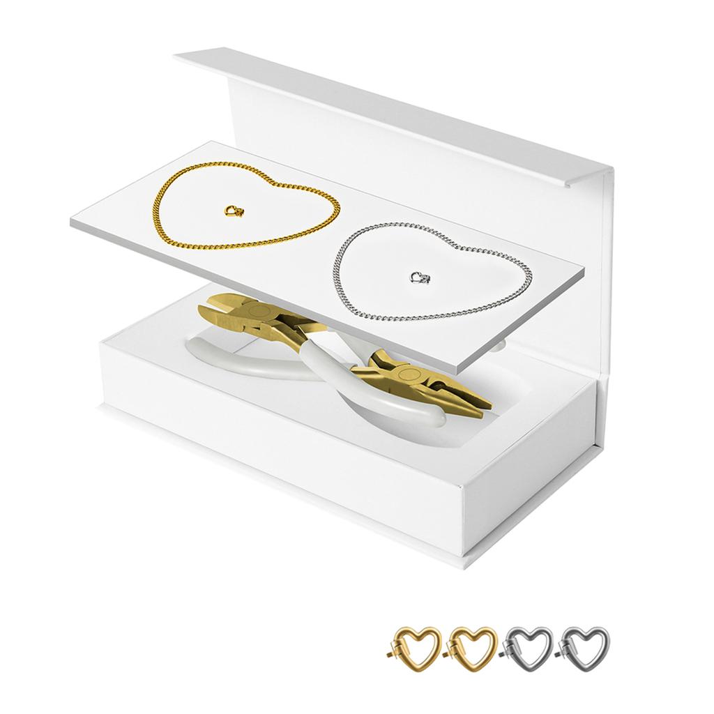 1 Set Permanent Bracelet Kit Includes 2 Bracelets 4 Heart Buttons 2 Pliers Forever Jewelry Making Tools DIY Crafting Project Engagement Gift