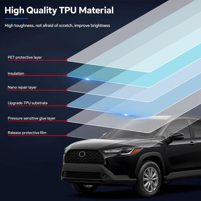 For Toyota Corolla Cross LE XLE -2024 Headlight Rearview Film TPU Anti-scratch Protection Film Pre-cut Clear PPF Invisible
