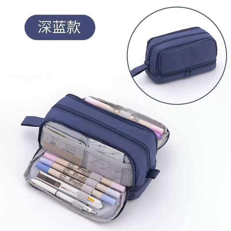 Portable Pen Bag With Large Capacity Pen Holder, Children's Multi-functional Pencil Case