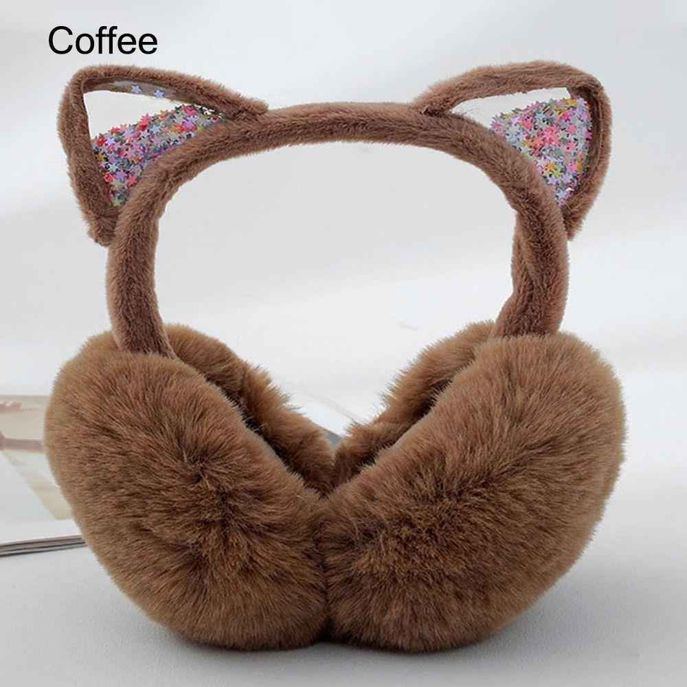 Cute Animal Earmuffs Soft Warm Cat Ears Ear Warmers Women Girls Foldable Winter Ear Covers Outdoor Furry Fleece Earmuffs