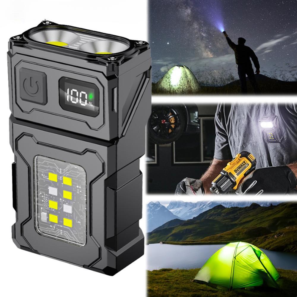 5000LM LED SMD COB High Power Keychain Flashlight Type-C Charging IP45 Waterproof Compact Portable Work Lantern