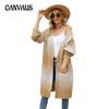 Autumn and Winter Women's Sweater Gradient Color Knitted Cardigan Loose Large Size Color Block Coat Cardigan