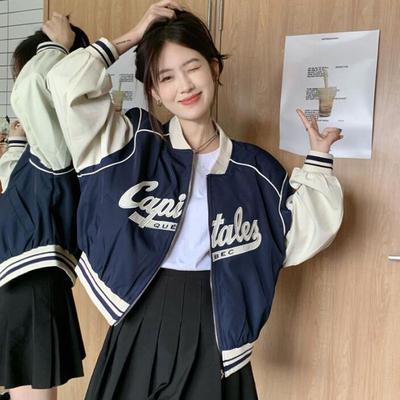 Harajuku модная укороченная бейсбольная куртка женская негабаритная молния корейская уличная одежда короткие университетские куртки Y2k пальто-бомбер