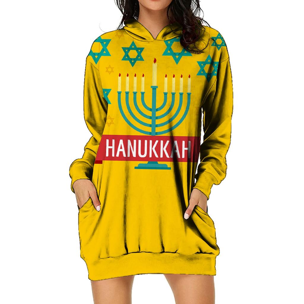 (радость выбирать)Женский повседневный пуловер с принтом, толстовка с длинным рукавом, платье с капюшоном и карманом