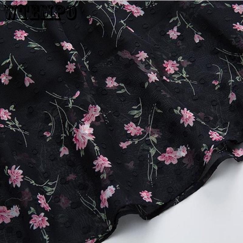 Весенне-осеннее женское платье, шифоновая блузка, женское летнее платье с длинными рукавами и цветочным принтом, юбка с большой нижней частью