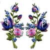 1 Pair Pink Blue Roses Pair Flowers Floral Bouquet Boho Embroidered Appliques Iron-on Patches New