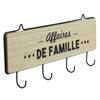 [Q8114] - Wooden Wall Hook 'Family Affairs' Beige Black (4 Hooks) - 41x13 Cm
