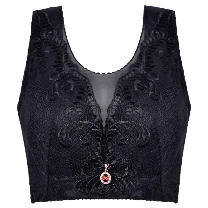 Сексуальные бюстгальтеры пуш-ап, женский бюстгальтер больших размеров 34-52, чашка CDE, тонкие собранные беспроводные бюстгальтеры, нижнее белье, бюстгальтер без косточек с вышивкой и цветочным принтом, женский