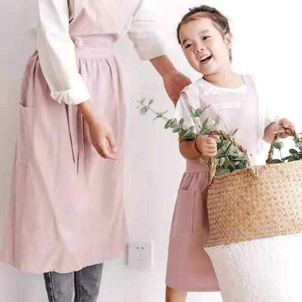Adult/Children Kitchen Cooking Apron Solid Color Children's Apron Florist Apron  Cooking Baking