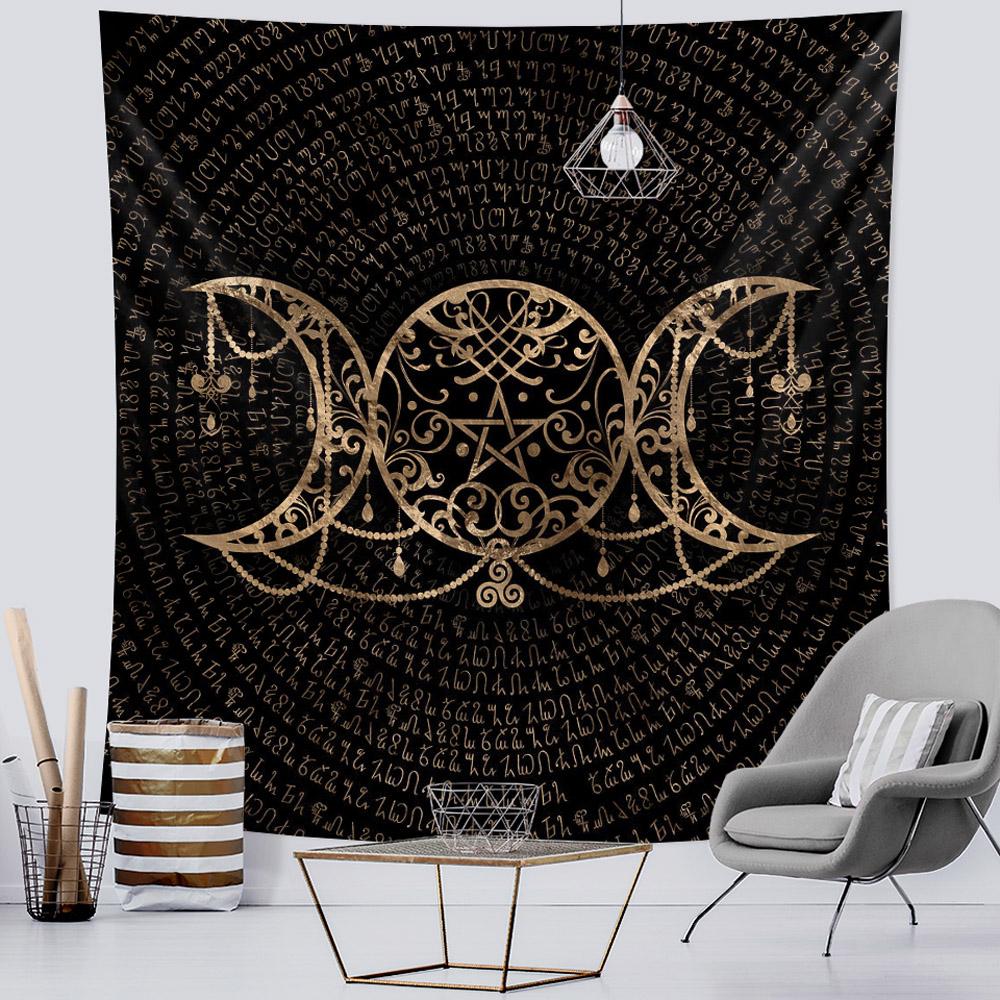 Mandala Black and White Sun and Moon Tapestry Mystical Witchcraft Divination Wall Hanging Hippie Wall Hanging Home Decoration