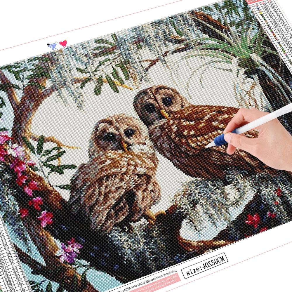 Алмазная картина Сова, полная дрель, украшение для дома, Алмазная вышивка, мозаика с животными, картина со стразами, настенное искусство