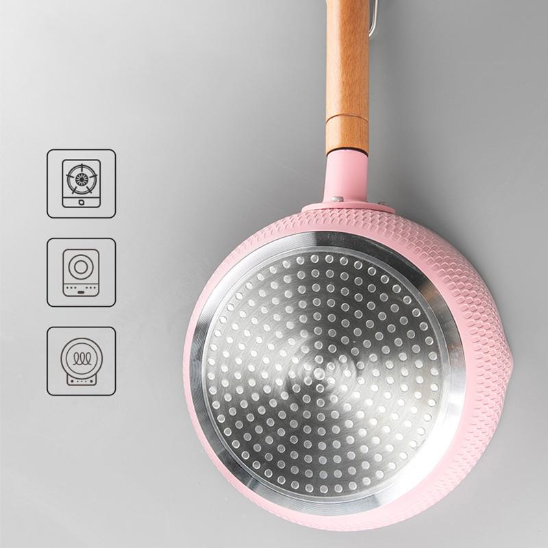 Кастрюля в японском стиле с антипригарным покрытием для молочного супа с лапшой, кастрюля для приготовления детского питания, розовая, 18 см