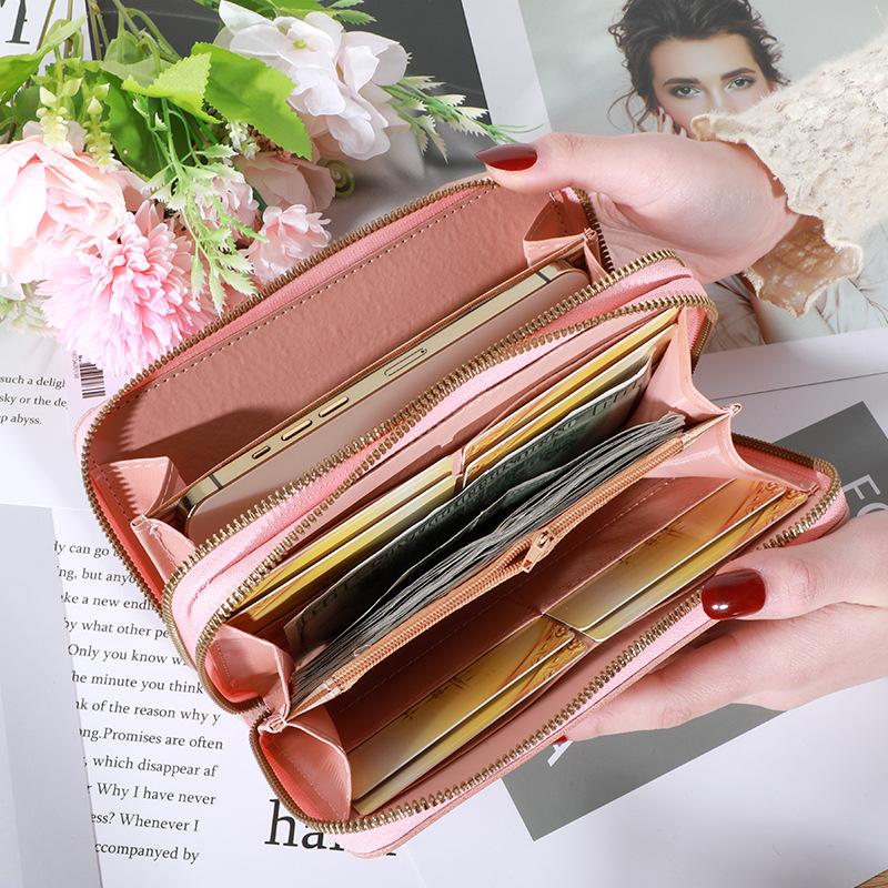 New Women's Wallet Long Contrast Panel Zipper Tassel Large Capacity Wallet Mobile Case