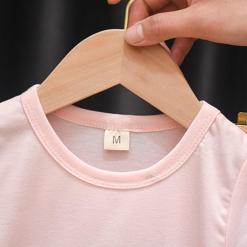 Комплект детской одежды из 2 предметов, весенне-летние костюмы для девочек, топ с короткими рукавами с принтом + брюки, комплект одежды