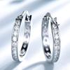 925 Sterling Silver Ladies Zircon Earring White Zirconia Stone Hoop Earrings