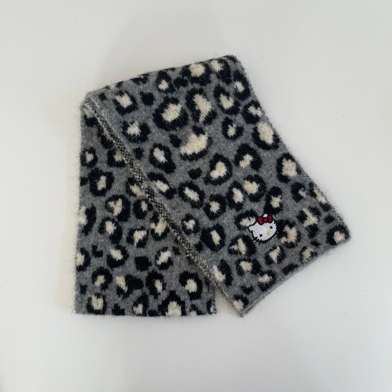 Милый корейский плюшевый шарф с леопардовым принтом для детей - Теплый осенне-зимний шарф-воротник