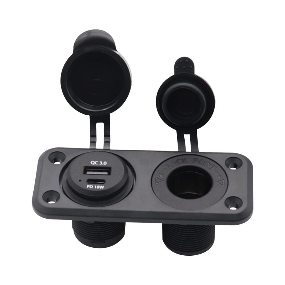 12В/24В QC 3.0 и TYPE-C Двойное USB Зарядное Устройство Автомобильный Прикуриватель Розетка Штекер Панель