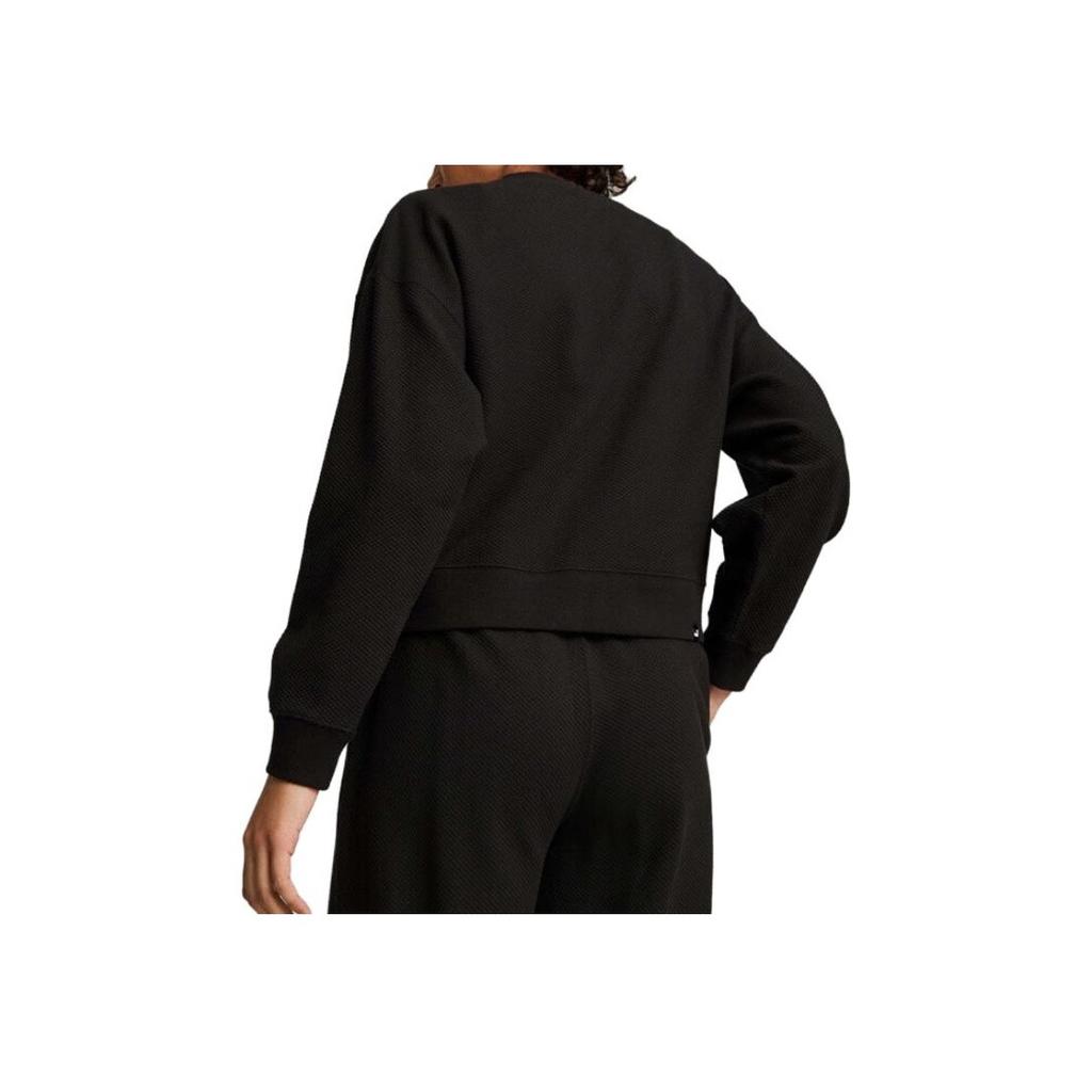 Puma Logo Print Sports Casual Crew Neck Sweatshirt Women Sweatshirt Black 679598-01