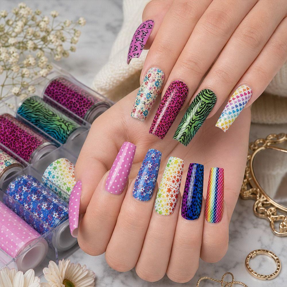 Flower Nail Stickers Stripe Pattern Nail Decals Professional Nail Foils  Manicure DIY