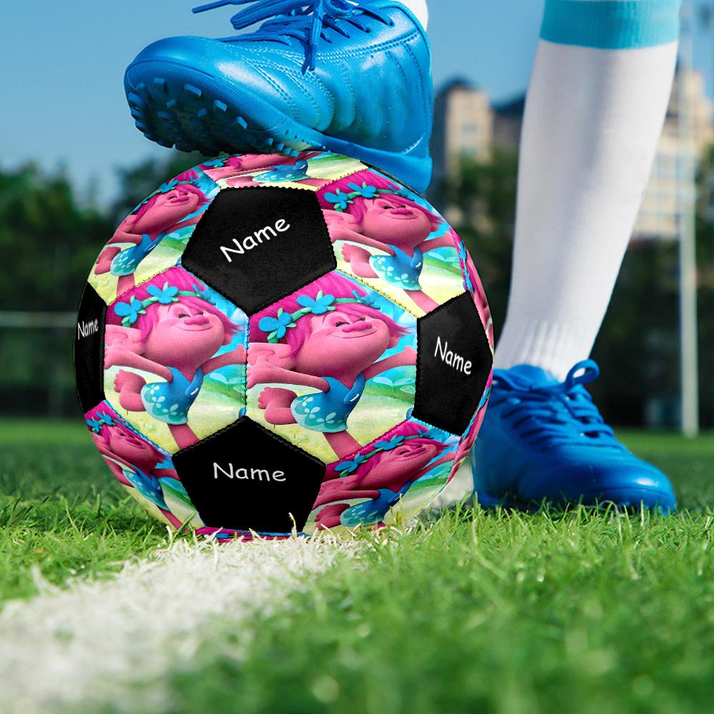 Custom Name Trolls Theme Size 5 Soccer Ball, Suitable for Both Indoor and Outdoor Matches, a Gift Suitable for Everyone.