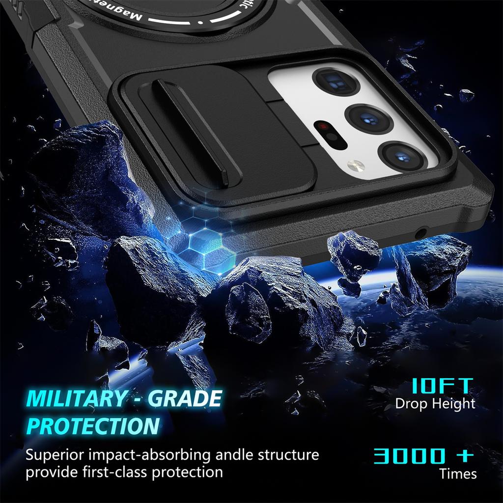 Magnetic Ring Samsung Phone Case For Samsung Galaxy S24 S23 S22 S21 Plus PLUG Ultra Magnetic Ring Camera Lens Stand Push Pull Camera Protect Cover