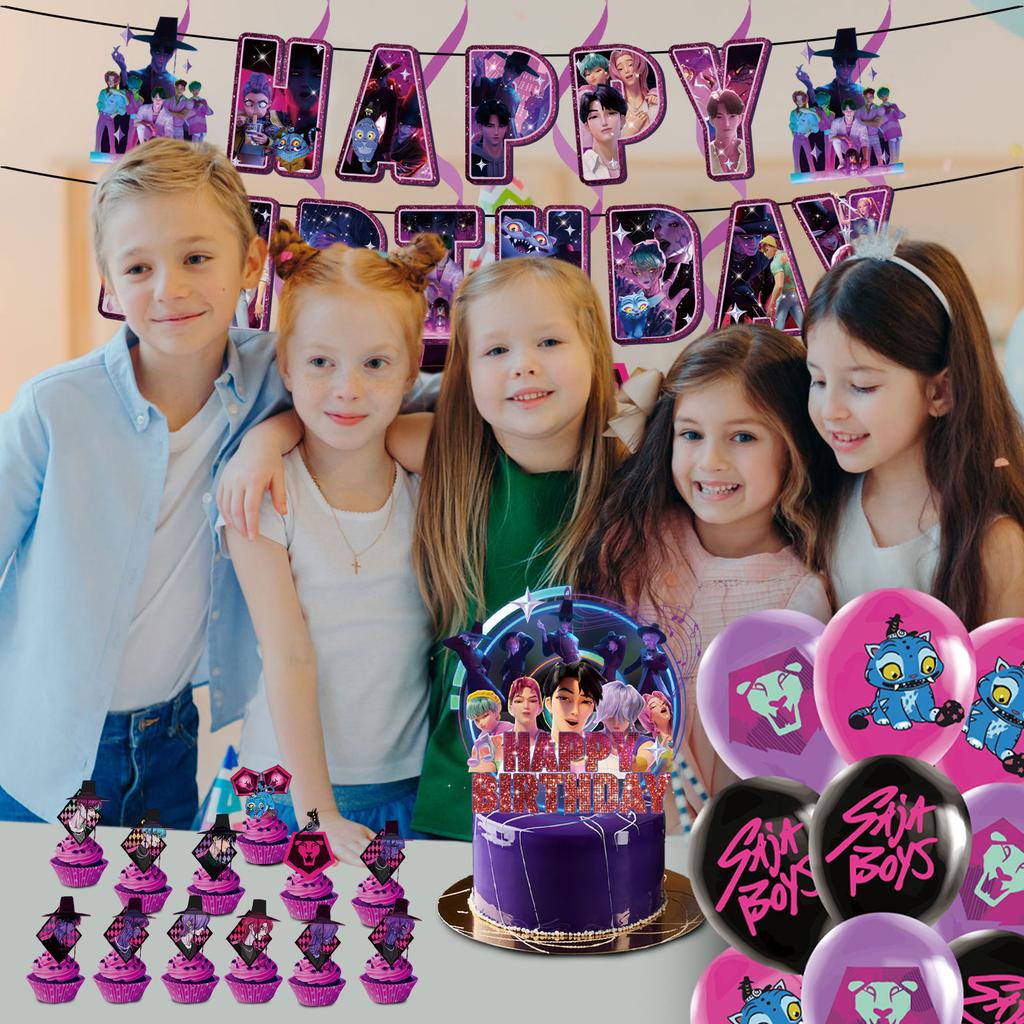 Birthday Theme Party Decoration Banner Pull Flag Cake Flag - Set