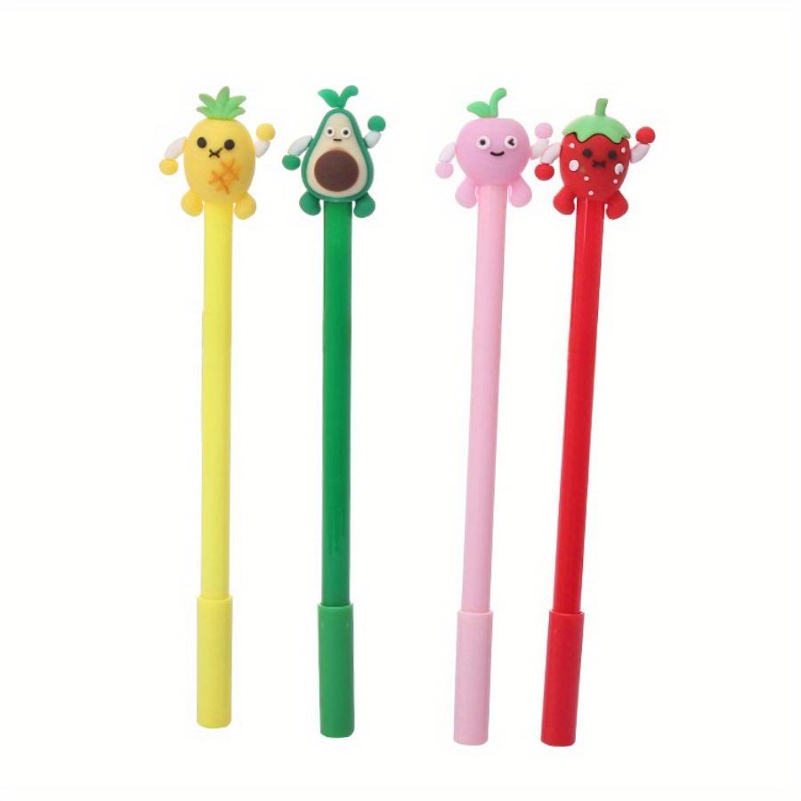 10pcs 0.5mm Cute Fruit Peach, Avocado Shaped Gel Pen Creative Silicone Head Stationery Silicone Head Gel Pen Signature Pen