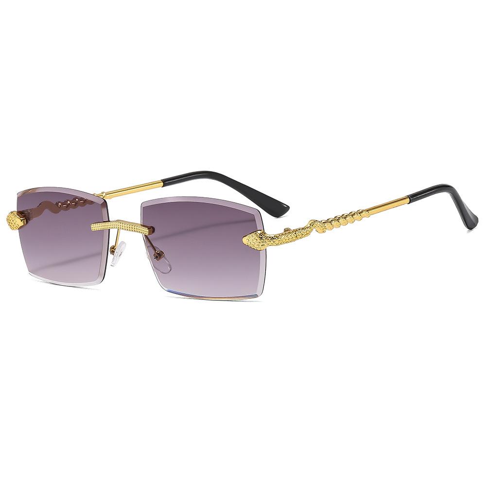 Women's Glasses Men Sun-Proof UV Protection Fashion Personality Retro Hip Hop Driving Commuter Street Shooting Snake Rimless Sunglasses