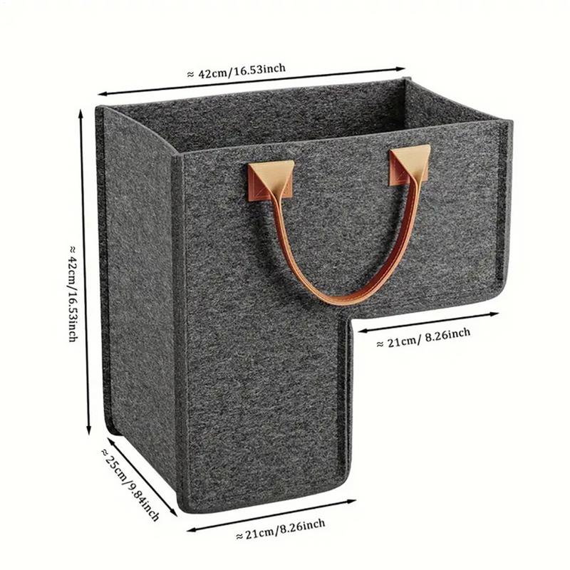 Корзина для лестницы с кожаными ручками Войлочная L-образная Большая вместимость Контейнер для ступеней лестницы Складной органайзер для лестницы для одежды игрушек