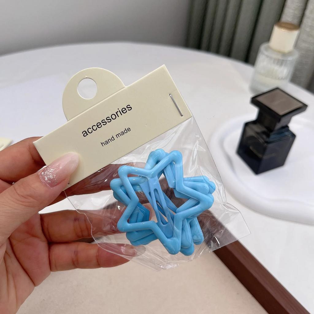 5 шт., шпильки-невидимки для девочек в виде звездочек конфетного цвета, крутые металлические заколки для волос в виде пентаграммы для девочек, аксессуары для головных уборов в стиле Харадзюку