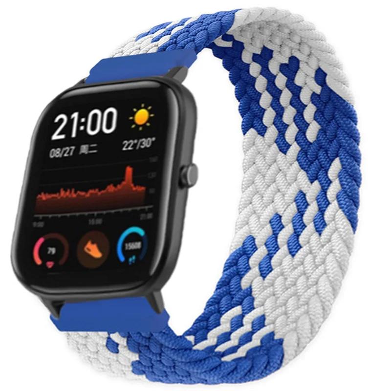 20 мм 22 мм плетеный ремешок для часов Amazfit GTS 4/2/2e/GTS2 Mini/GTR 4/2/2e/3/Pro 47 мм Stratos браслет ремешок для часов Amazfit Bip Strap