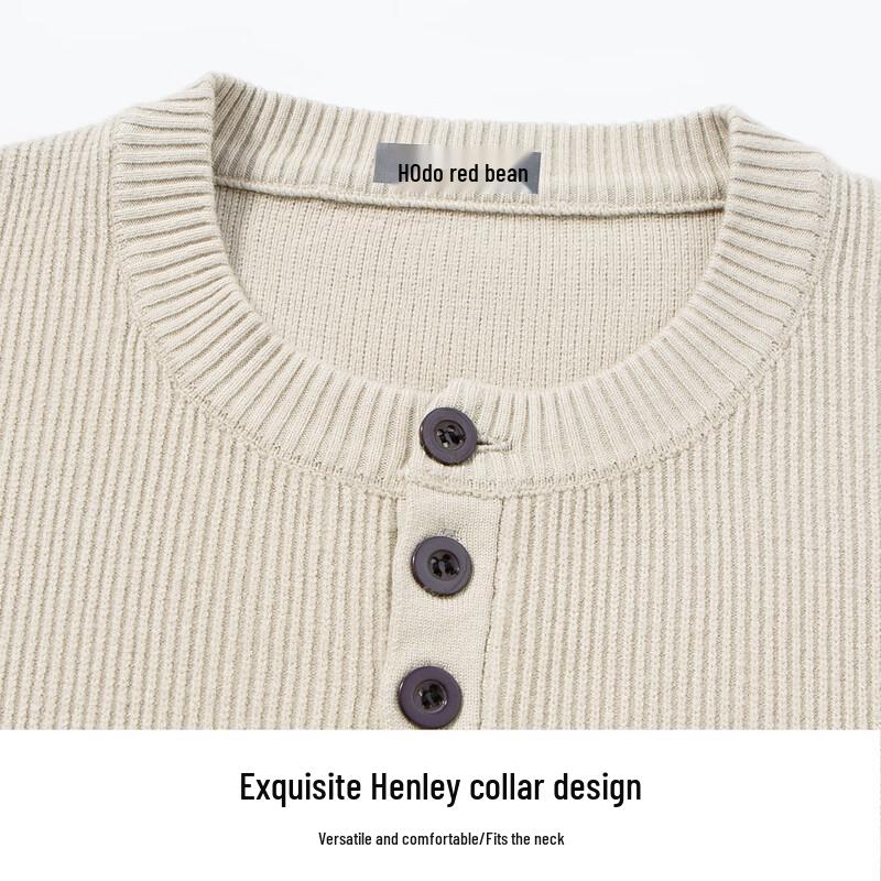 Hodo Men's Henley Collar Pullover Sweater