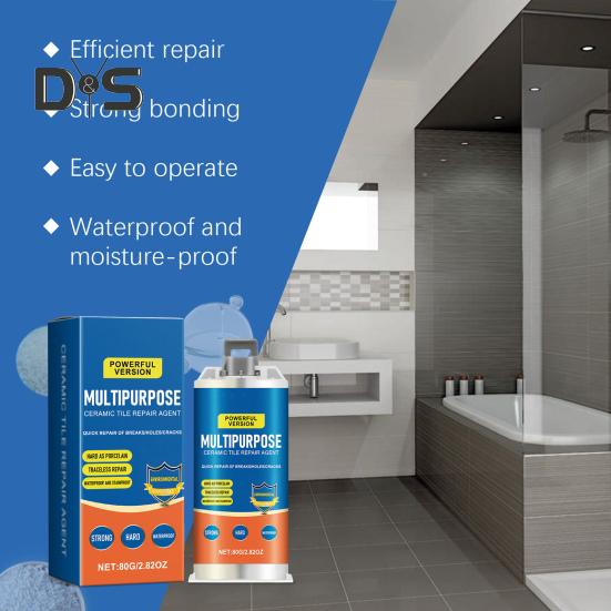 80G набор для ремонта затирки для плитки со скребком, круглой наждачной бумагой, палочкой для перемешивания, толкателем, водонепроницаемым средством для ремонта плитки для дома, кухни, ванной комнаты