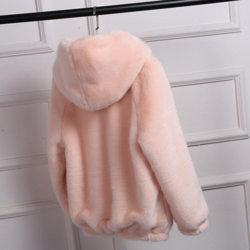 Women Warm Faux Fur Coat Hooded Winter Outerwear Fluffy Jacket Thicker