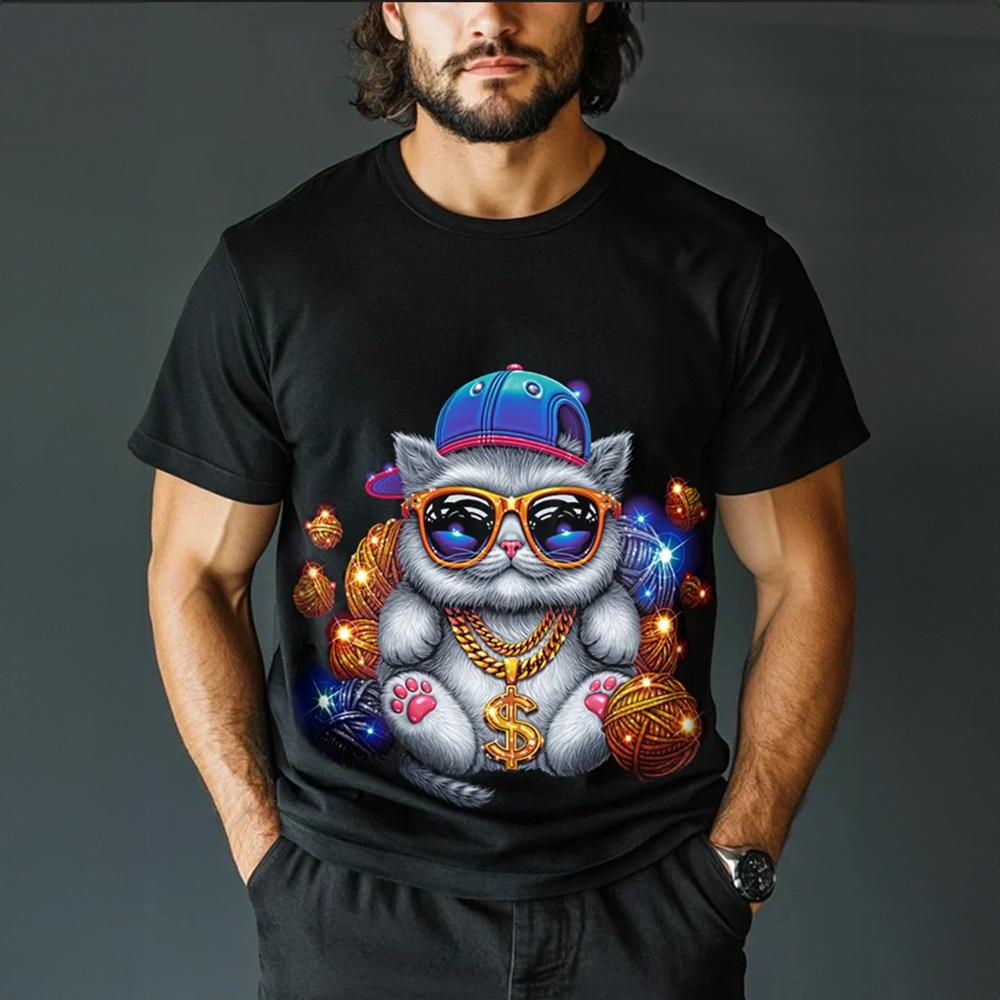 Vintage T-shirt For Men Animal Russian Tiger Lion Print T Shirts Short Sleeve Tee Casual Streetwear Oversized Men Clothing Tops
