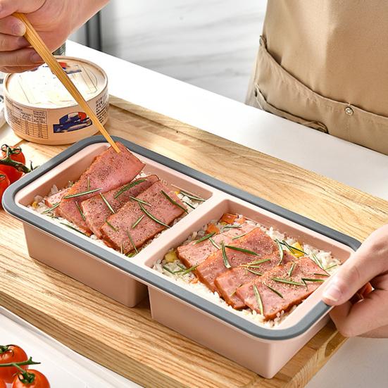 Силиконовые контейнеры для закусок с герметичной крышкой, 2/3/4 отделения, контейнер для приправ, устойчивый к высоким/низким температурам, разделенный контейнер для еды для школы, путешествий