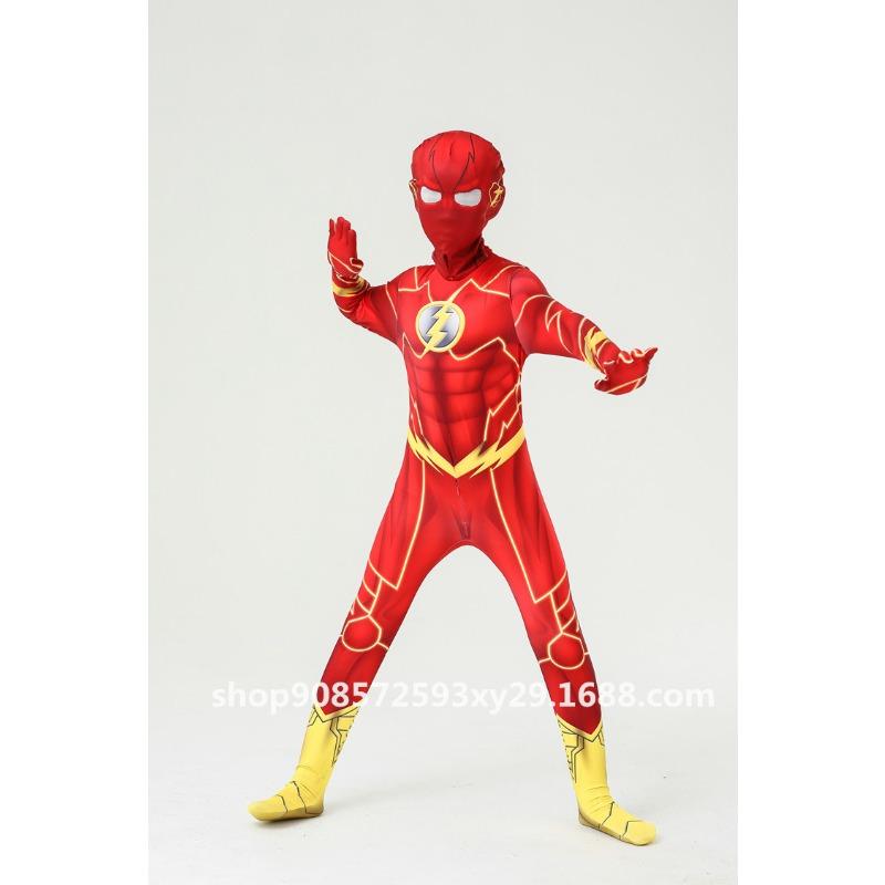 The Flash Zentai Stretch Cosplay Costume, Kids Superhero Halloween Role Play Outfit