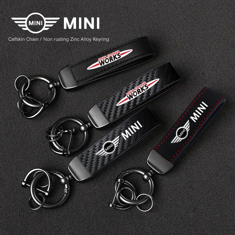 4S Dealership Car Emblem Keychain Calfskin Auto Key Chains For MINI One Cooper JCW Countryman Clubman Cabrio Paceman Coupe WORKS uylez55