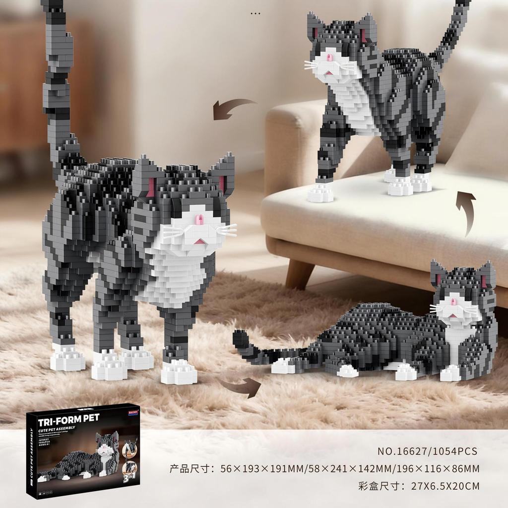 Lifelike Pet Sculpture DIY Brick Craft Set Cat Dog Multi Posture Living Room Table Decor Unique Handcraft Gift For Animal Fans
