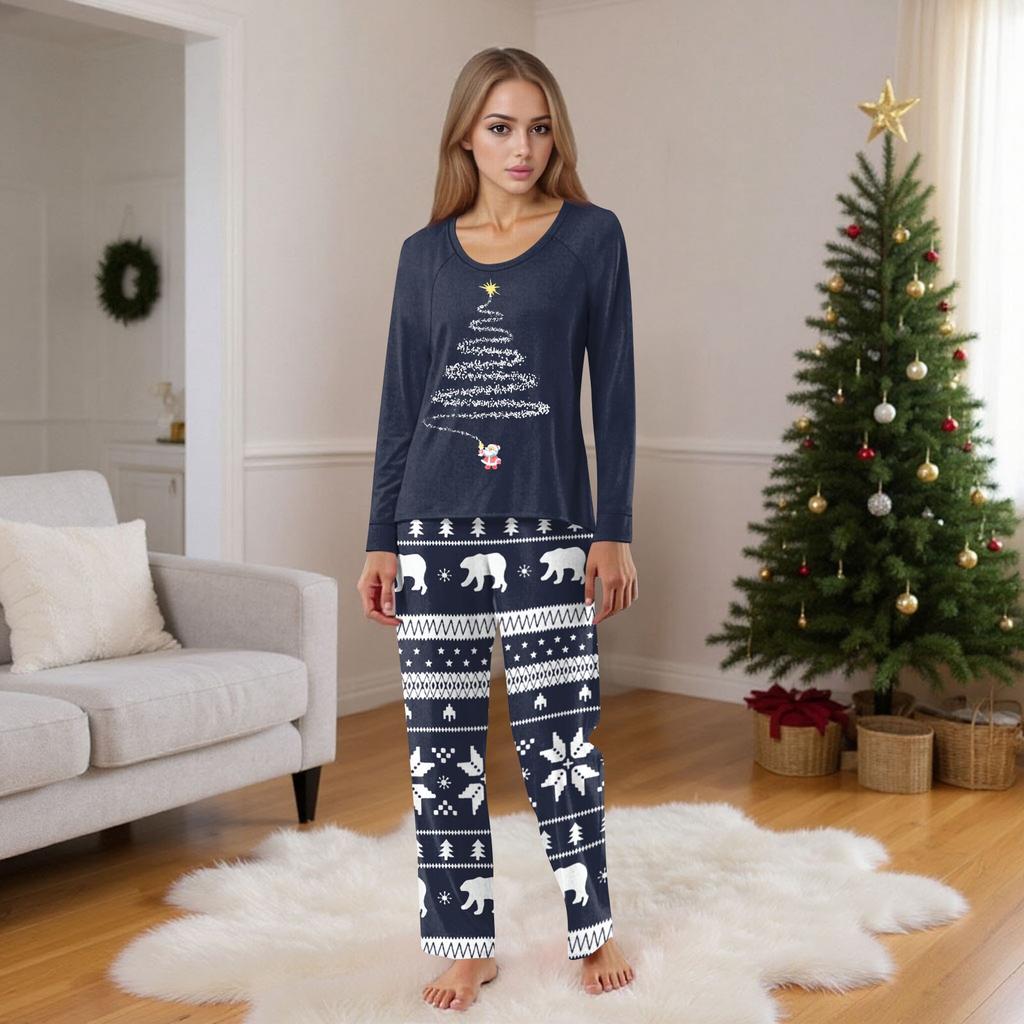 Christmas Prints Family Matching Long Sleeve Tops+Pants Set Family Matching Sets