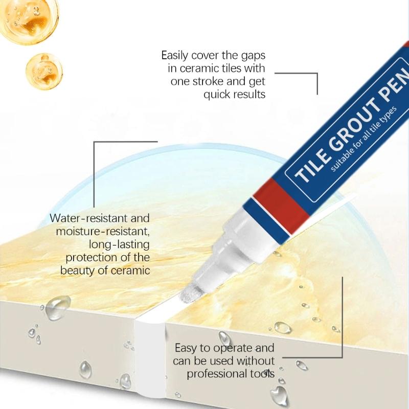 2 шт. Маркер для затирки керамической плитки, Линии затирки в ванных комнатах и кухнях, Напольная плитка, Стена, Подкраска, Заполнитель для плитки для ванной комнаты